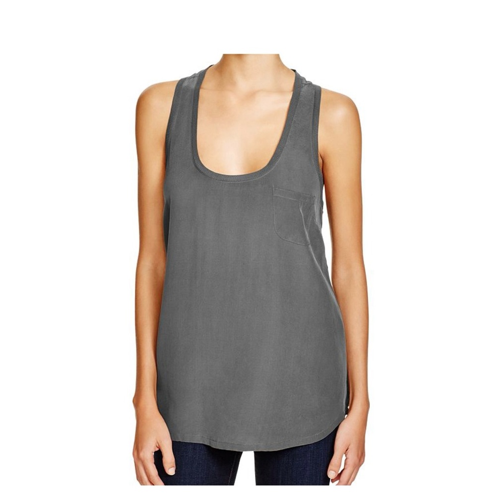 NEW Joie Gray Silk Tank w/ Small Front Pocket